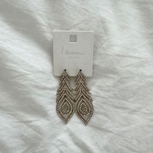 Rhinestone feather  earrings